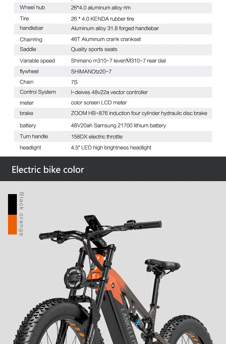 LANKELEISI RV800 Plus 750W Mountain E-Bike